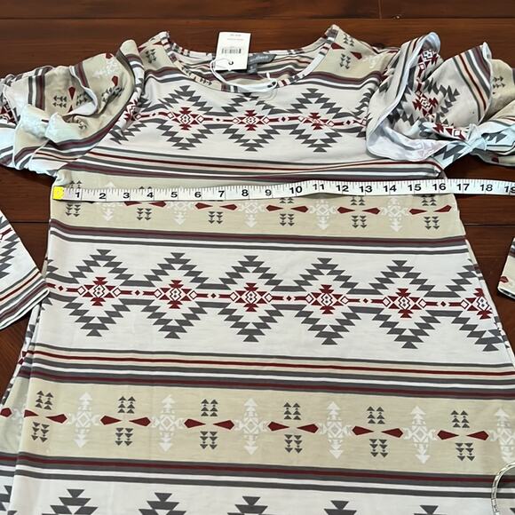 NWT Simply Southern Aztec Print Knit Dress Woman Size Small Mini Aline - Picture 8 of 9